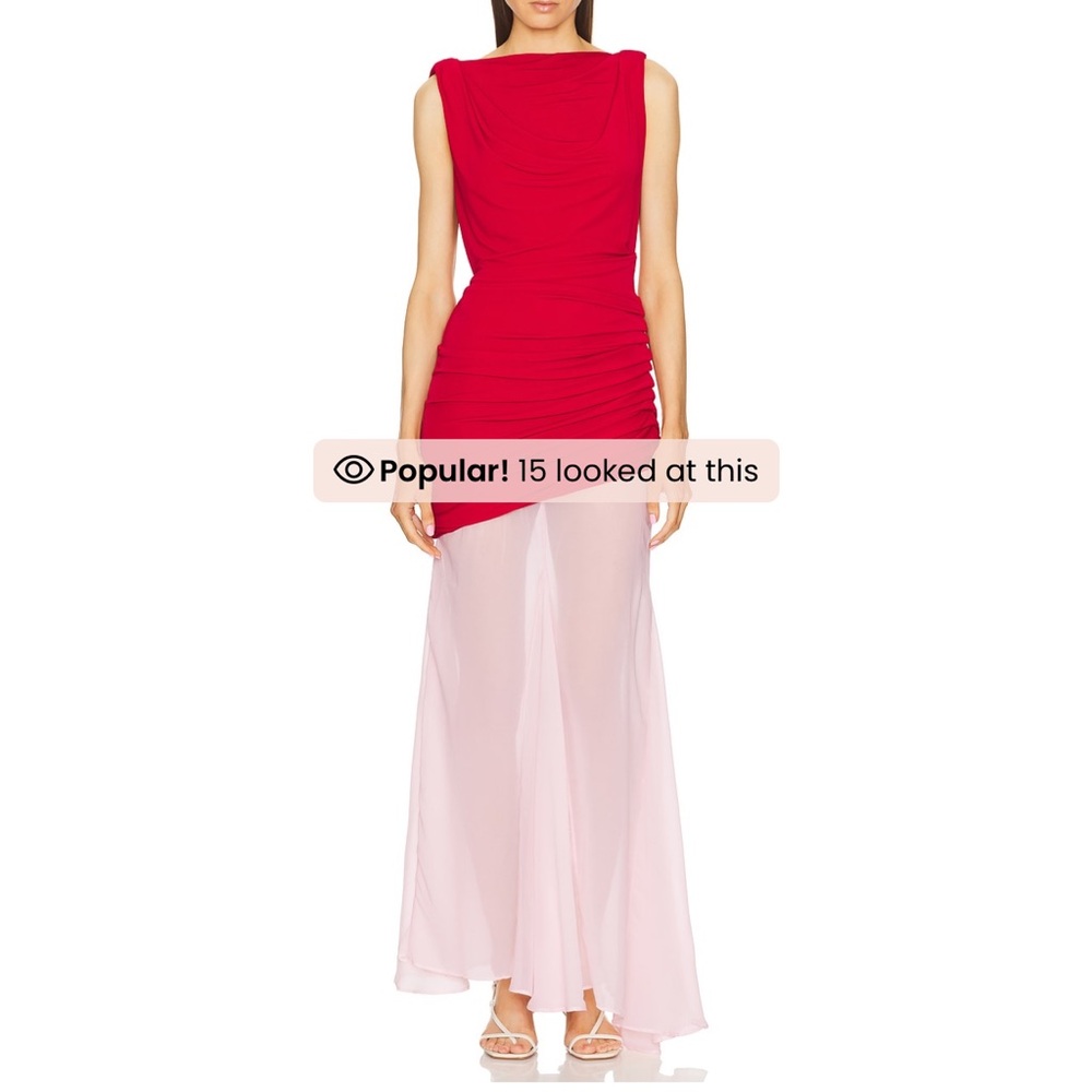 L'Academie Scarlet and Blush Midi Dress